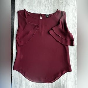 XXSP Ann Taylor Maroon Ruffle Sleeve Top